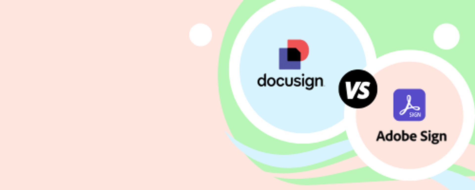 Graphic comparing DocuSign and Adobe Sign logos with 'VS' symbol in between.